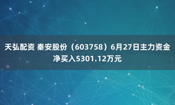 天弘配资 秦安股份（603758）6月27日主力资金净买入5301.12万元