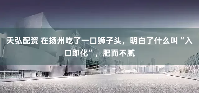 天弘配资 在扬州吃了一口狮子头，明白了什么叫“入口即化”，肥而不腻